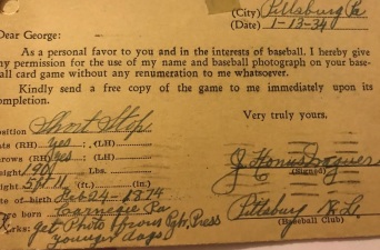 Honus Wagner Release Walter Mails Game